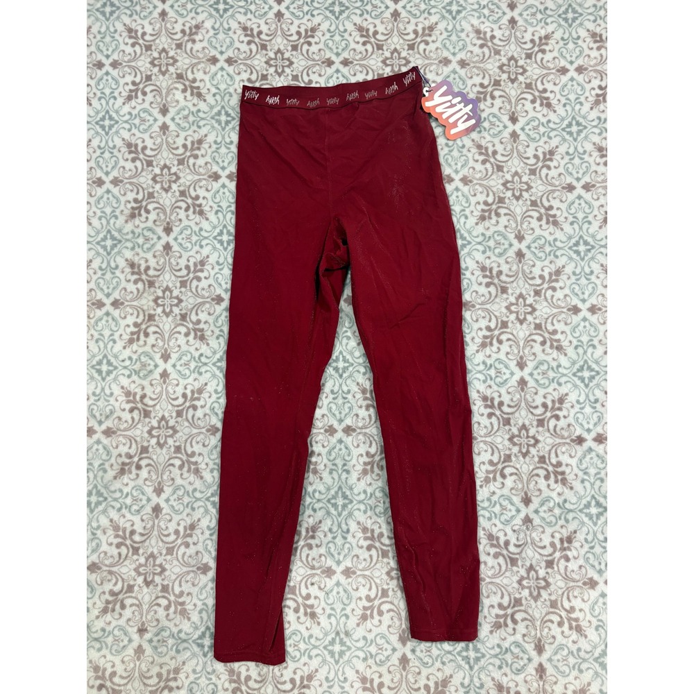 Yitty Spotlight Ruched Legging Shimmered Merlot Metallic Red LG2253014 Size M